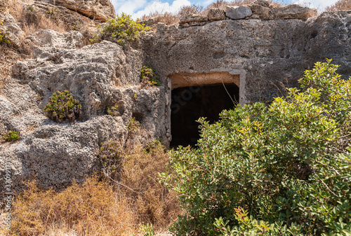 Remains  of the ruins of the old Phoenician fortress, which later became the Roman city of Kart, near the city of Atlit in northern Israel photo