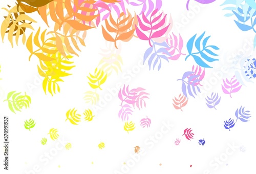 Light Multicolor vector abstract backdrop with leaves.