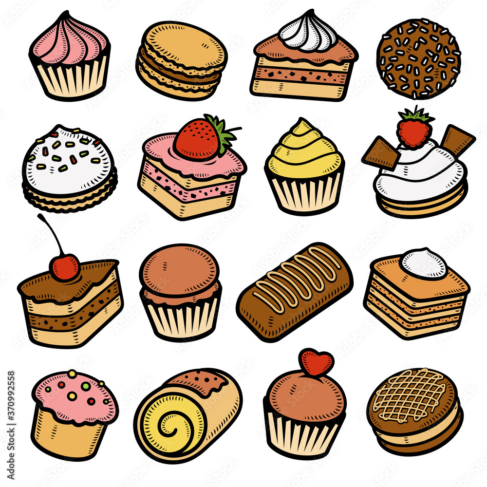 Cake set. Collection icon cake. Vector Cake set. Collection icon cake. Vector