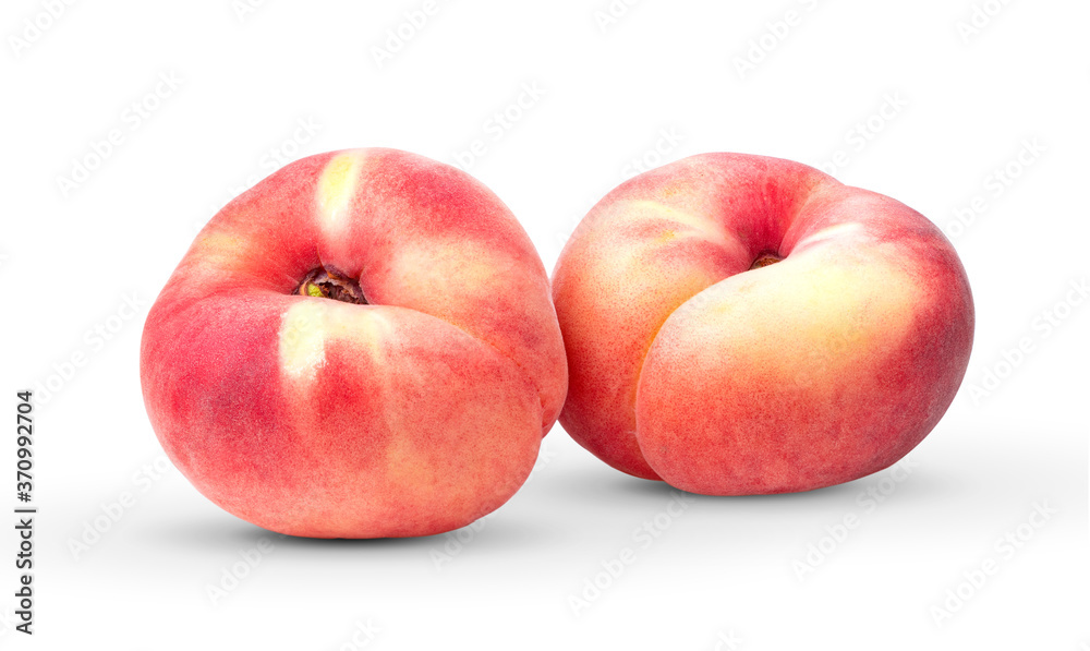 flat donut peaches on white background flat donut peaches on white background