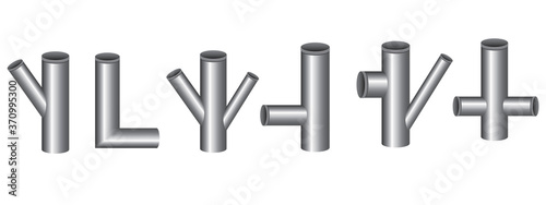 Pipes set isolated on white background for design, realistic vector stock illustration with pipe, pipeline or sewer for plumbing company