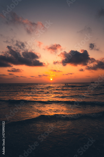 Sea and beach in the evening ,Sea view and evening