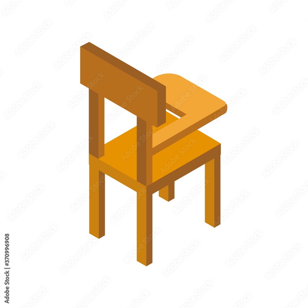 Chair With Writing Board Isometric Flat Icon Isolated in White Chair With Writing Board Isometric Flat Icon Isolated in White