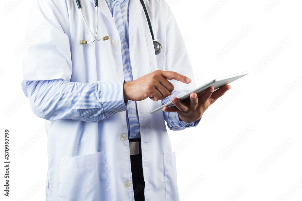 Doctor holding stethoscope isolated on white background, Healthcare and Medicine concept Doctor holding stethoscope isolated on white background, Healthcare and Medicine concept