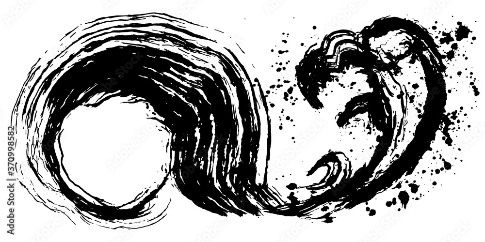 渦 波しぶき 手書きの毛筆イラスト Stock Vector Adobe Stock