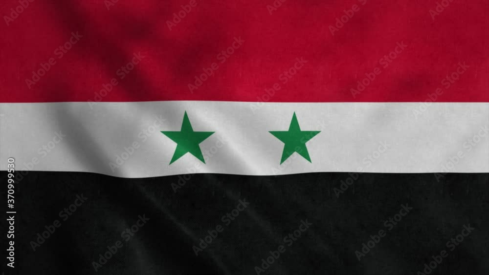 The national flag of Syria flutters in the wind The national flag of Syria flutters in the wind