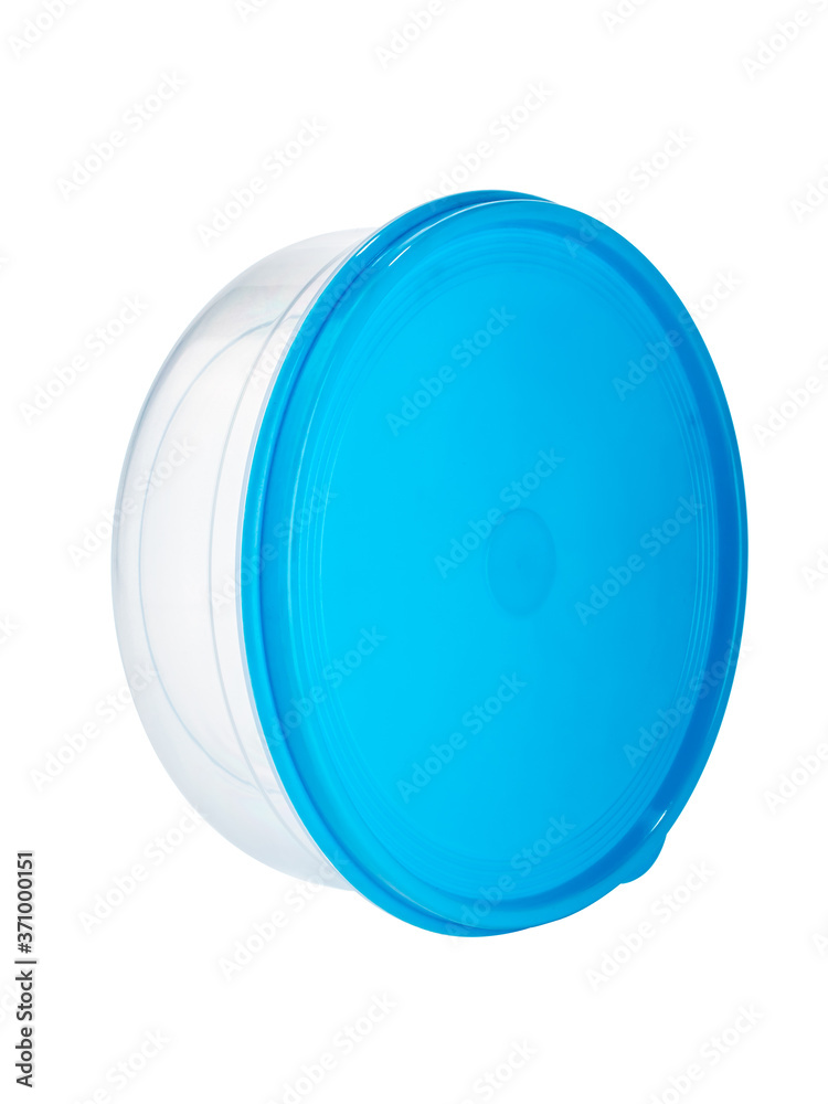 transparent plastic food container with blue lid transparent plastic food container with blue lid