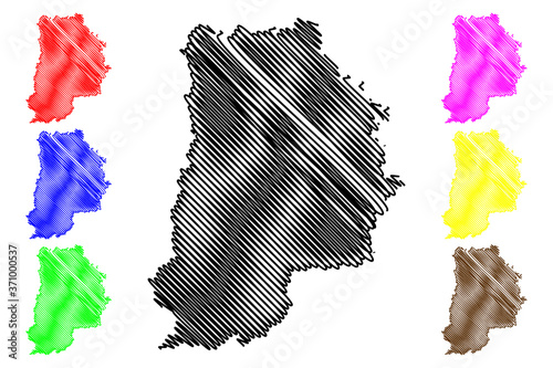 Seine-et-Marne Department (France, French Republic, Ile-de-France region) map vector illustration, scribble sketch Seine et Marne map