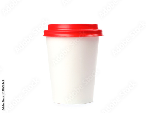 Takeaway paper coffee cup isolated on white