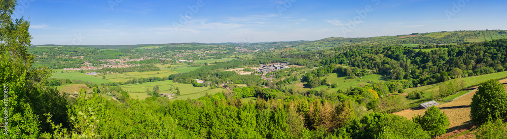 Panoramic view from Stanton Moor in the Peak District over Matlock