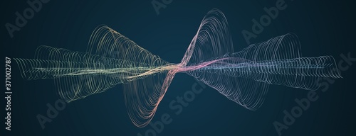 Soundwave smooth curved lines Abstract design element Technology dark background with a line in waveform Stylization of a digital equalizer Smooth flowing wave lines soundwave Vector curve waveform