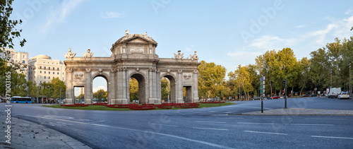Puerta de Alcala - Alcala Gate in Madrid, Spain. Sunset in August. photo