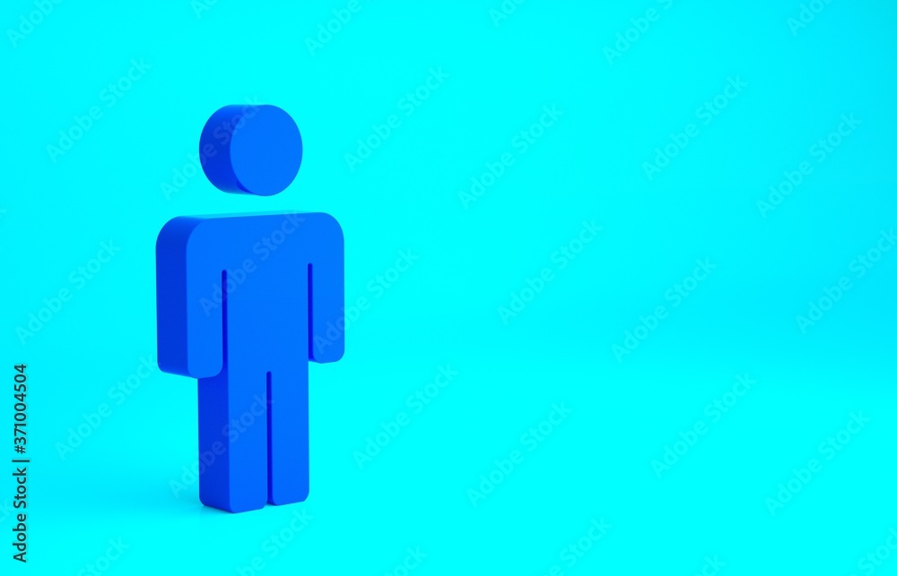 Blue User of man icon isolated on blue background. Business avatar symbol user profile icon. Male user sign. Minimalism concept. 3d illustration 3D render.