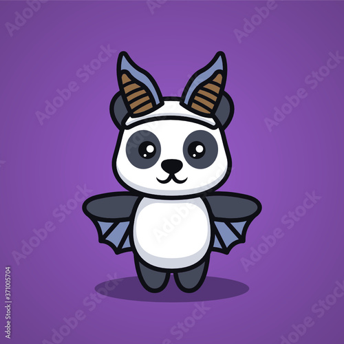 Cute panda with Halloween costume mascot design illustration © Guavanaboy