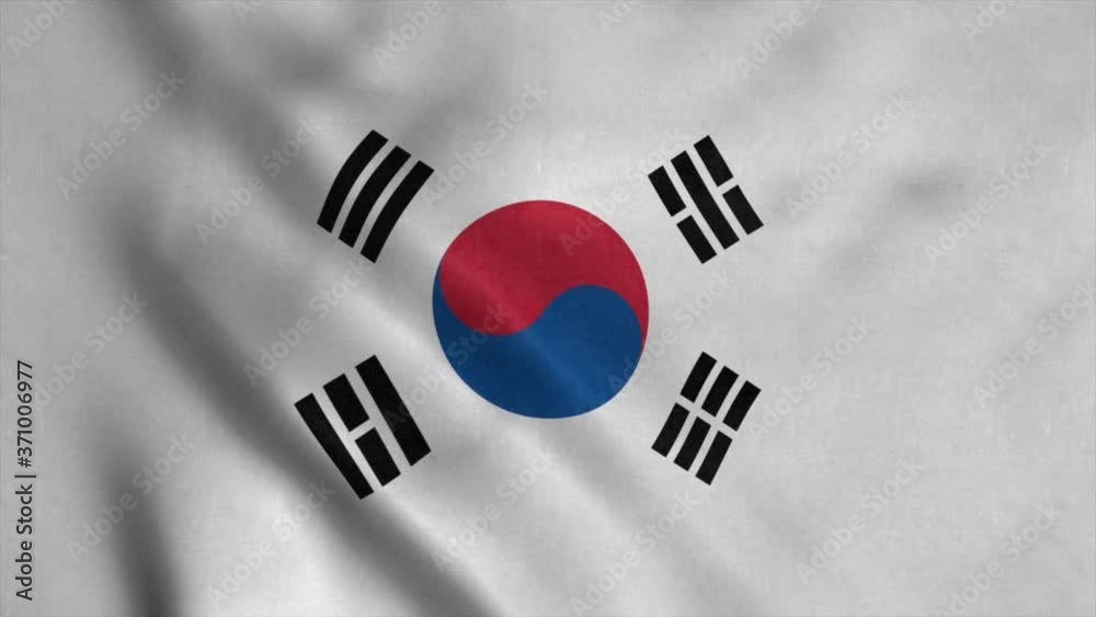 South Korean flag waving in the wind. National flag of South Korea South Korean flag waving in the wind. National flag of South Korea