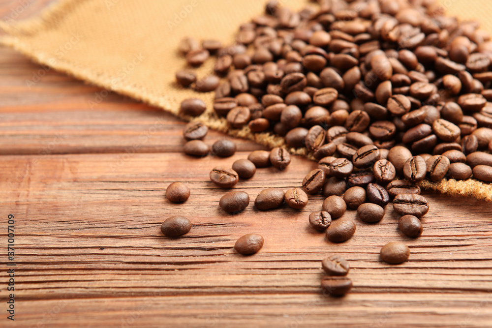 coffee beans on a colored background. Place to insert text, minimalism
