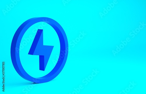 Free Download Blue Lightning bolt icon isolated on blue background. Flash sign. Charge flash icon. Thunder bolt. Lighting strike. Minimalism concept. 3d illustration 3D render. - GFXLoad