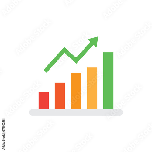 Growth graph icon isolated on white background. Vector Illustration