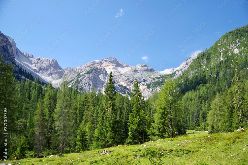 Fototapeta premium Berge am Pragser Wildsee