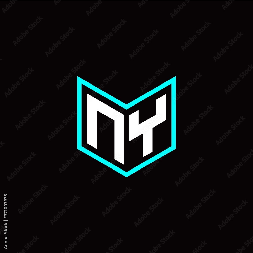 initial N Y letter with book style logo template vector