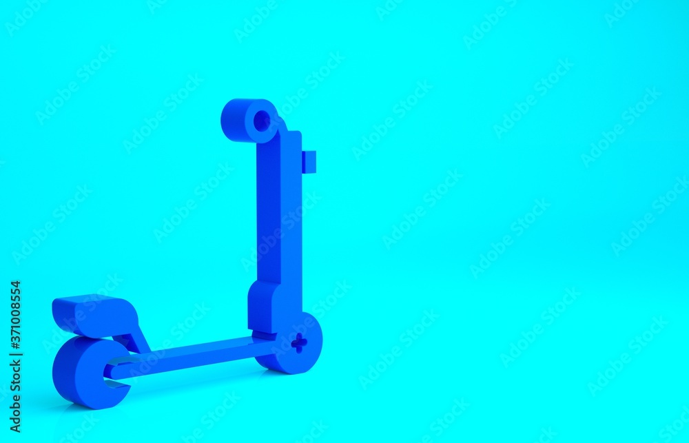 Blue Scooter icon isolated on blue background. Minimalism concept. 3d illustration 3D render. Blue Scooter icon isolated on blue background. Minimalism concept. 3d illustration 3D render.