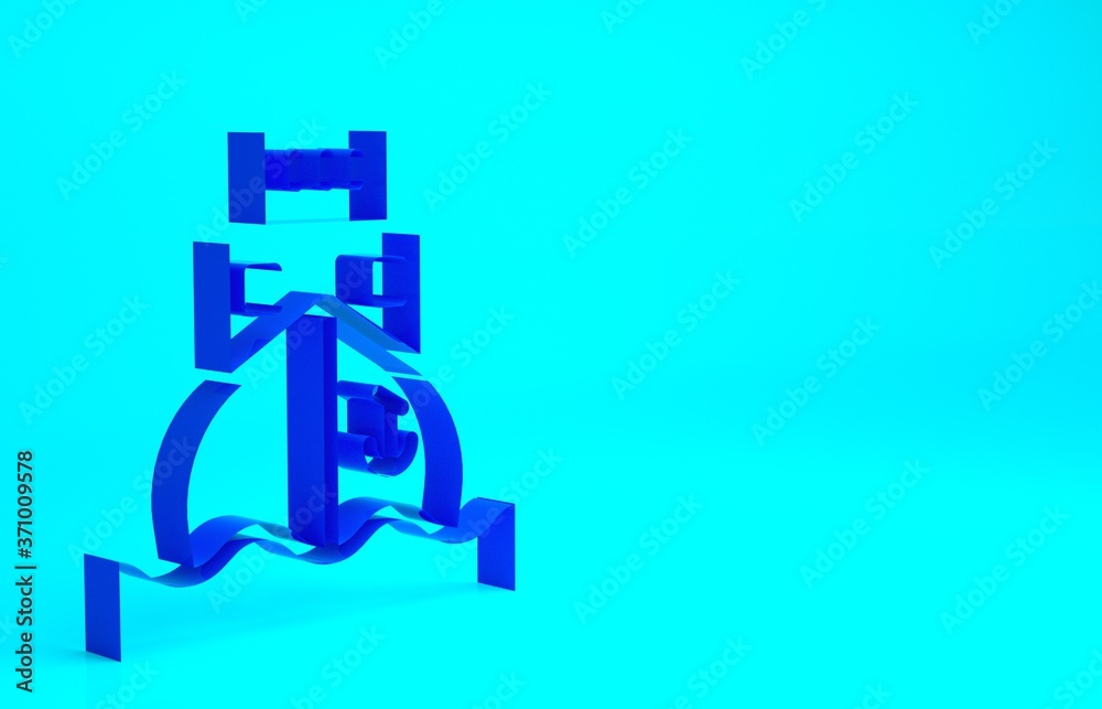 Fototapeta premium Blue Cargo ship icon isolated on blue background. Minimalism concept. 3d illustration 3D render.