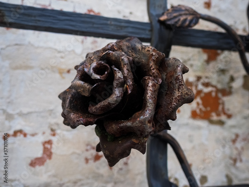 photo of a rusty iron rose