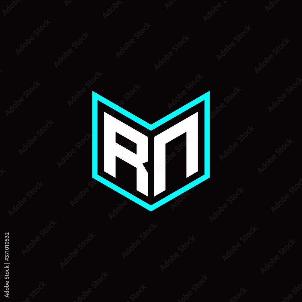 initial R N letter with book style logo template vector