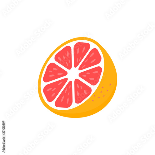Slice of grapefruit icon. Grapefruit peace vector illustration isolated on white. Tasty sweet fruit symbol.