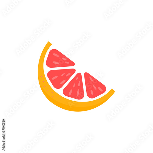 Slice of grapefruit icon. Grapefruit peace vector illustration isolated on white. Tasty sweet fruit symbol.