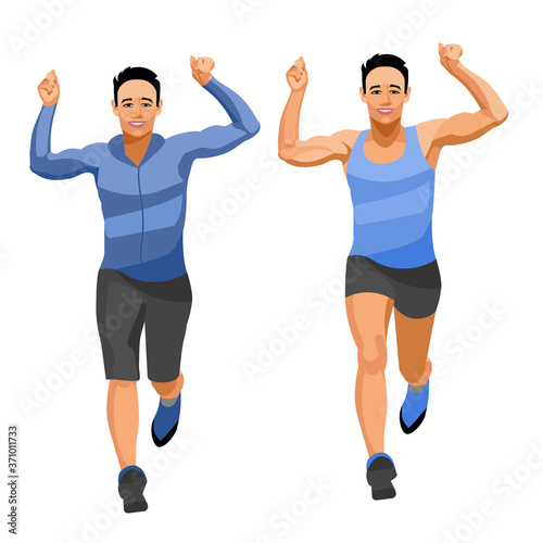  Korean  man runs  (two figures)