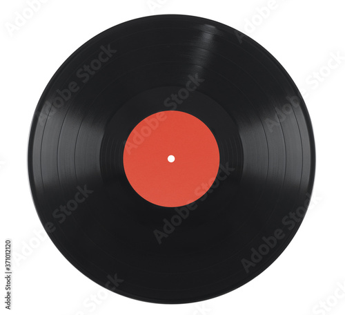 lp vinyl record with blank label isolated on white background