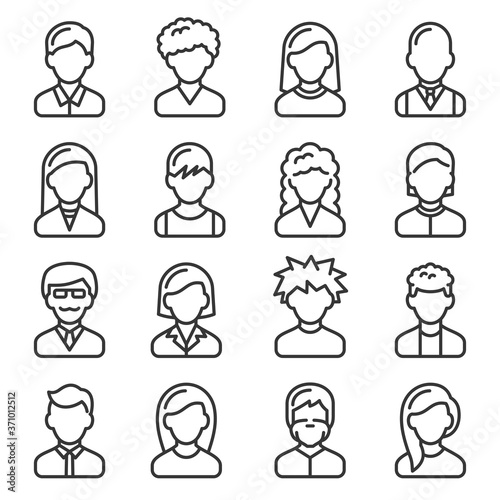 фотографія User Icons set on White Background. Line Style Vector