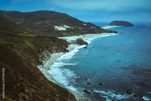 Dramatic coastline in Big Sur California along Pacific Coast Highway Route 1 photo