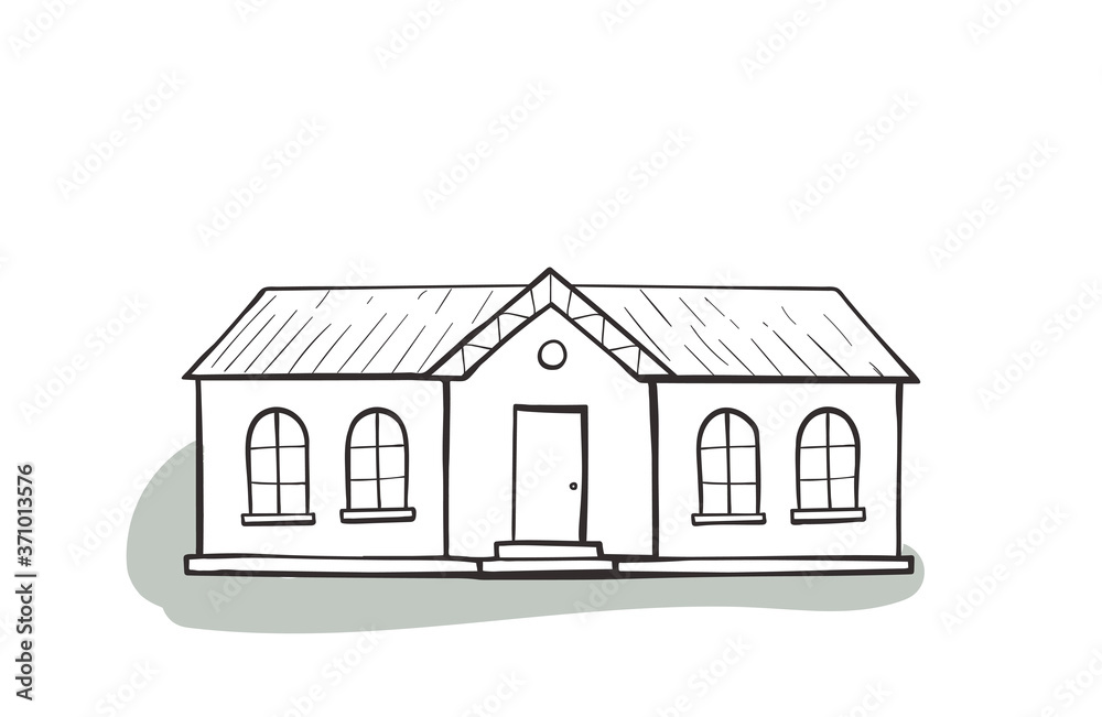 Doodle house, cartoon scribble style vector illustration.
