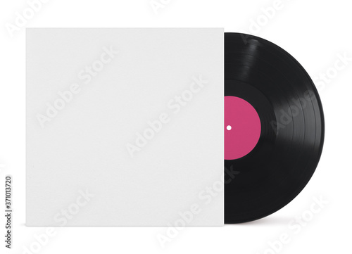 lp vinyl record with with cover mockup isolated