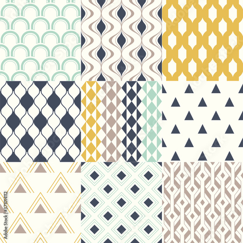 Seamless modern geometric and curved abstract modern vector background. All over repeated print pattern for wallpaper cover, home interior, fabric design