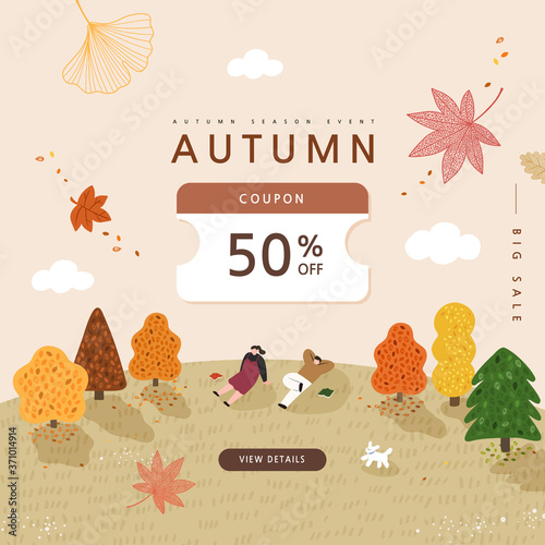 autumn shopping event illustration. Banner.