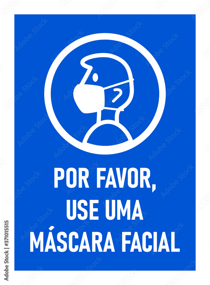 By name overthrow Abbreviate Por Favor, Use Uma Mascara Facial ("Please Use a Face Mask" in Portuguese)  Instruction Icon against the Spread of the Novel Coronavirus Covid-19.  Vector Image. Stock Vector | Adobe Stock