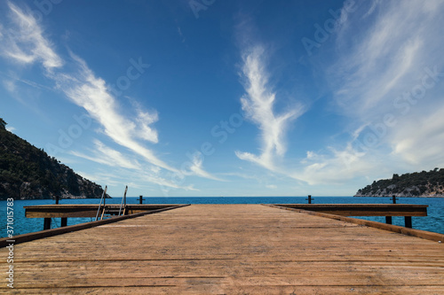 wooden pier and wonderful sea at the beach. © appledesign