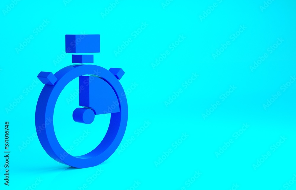 Blue Stopwatch icon isolated on blue background. Time timer sign. Chronometer sign. Minimalism concept. 3d illustration 3D render. Blue Stopwatch icon isolated on blue background. Time timer sign. Chronometer sign. Minimalism concept. 3d illustration 3D render.