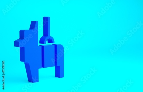 Blue Pinata icon isolated on blue background. Mexican traditional birthday toy. Minimalism concept. 3d illustration 3D render.