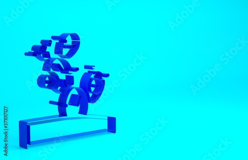 Blue Cactus icon isolated on blue background. Minimalism concept. 3d illustration 3D render.