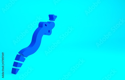 Blue Snake icon isolated on blue background. Minimalism concept. 3d illustration 3D render. © Kostiantyn