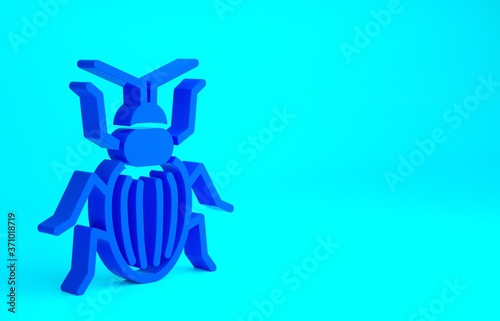 Blue Chafer beetle icon isolated on blue background. Minimalism concept. 3d illustration 3D render.