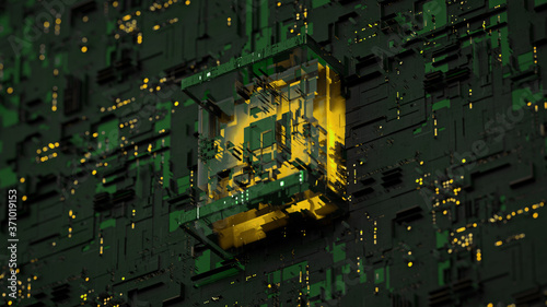 Futuristic micro chip on PC...