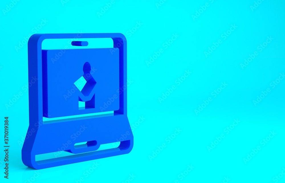 Blue Online museum icon isolated on blue background. Museum gallery. Minimalism concept. 3d illustration 3D render. Blue Online museum icon isolated on blue background. Museum gallery. Minimalism concept. 3d illustration 3D render.