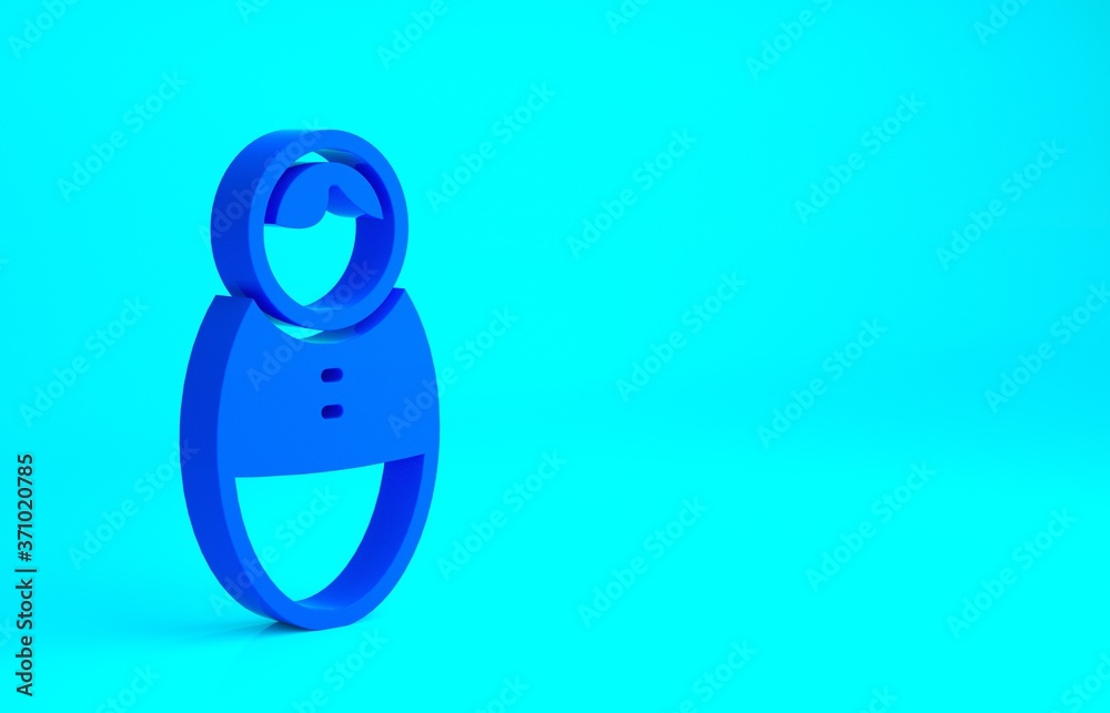 Blue Tumbler doll toy icon isolated on blue background. Minimalism concept. 3d illustration 3D render. Blue Tumbler doll toy icon isolated on blue background. Minimalism concept. 3d illustration 3D render.