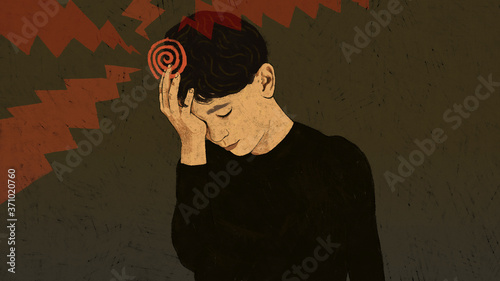 Boy with headache photo