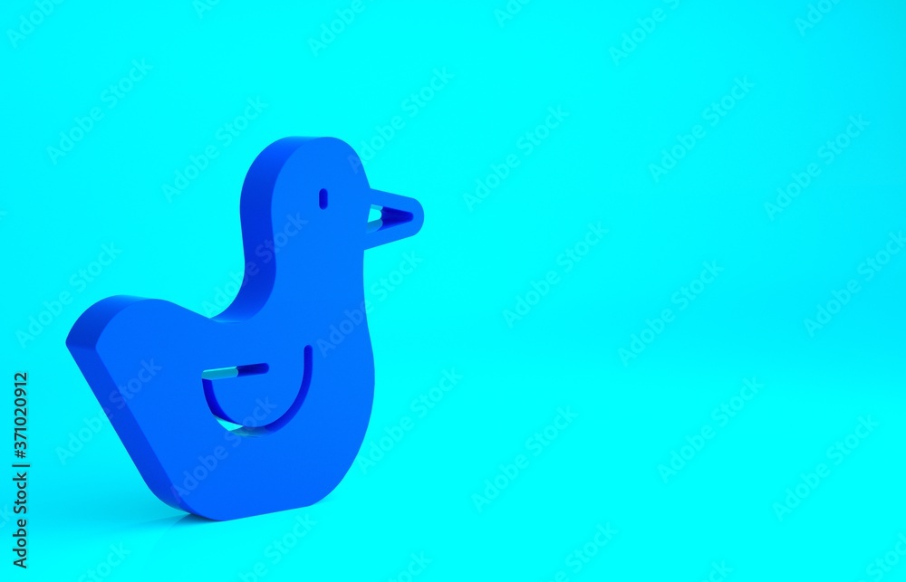 Blue Rubber duck icon isolated on blue background. Minimalism concept. 3d illustration 3D render. Blue Rubber duck icon isolated on blue background. Minimalism concept. 3d illustration 3D render.
